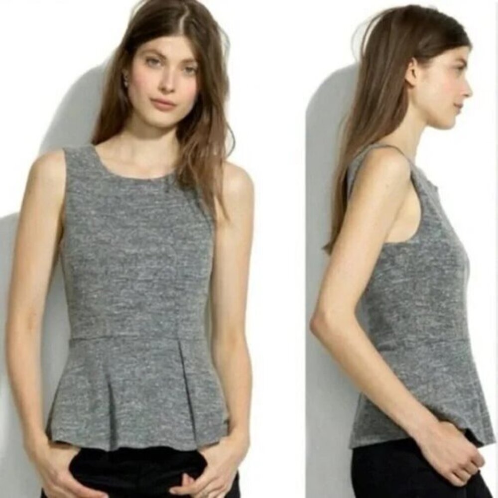 Madewell Sleeveless Career Peplum‎ Top Blouse Size XS Gray- Casual Office